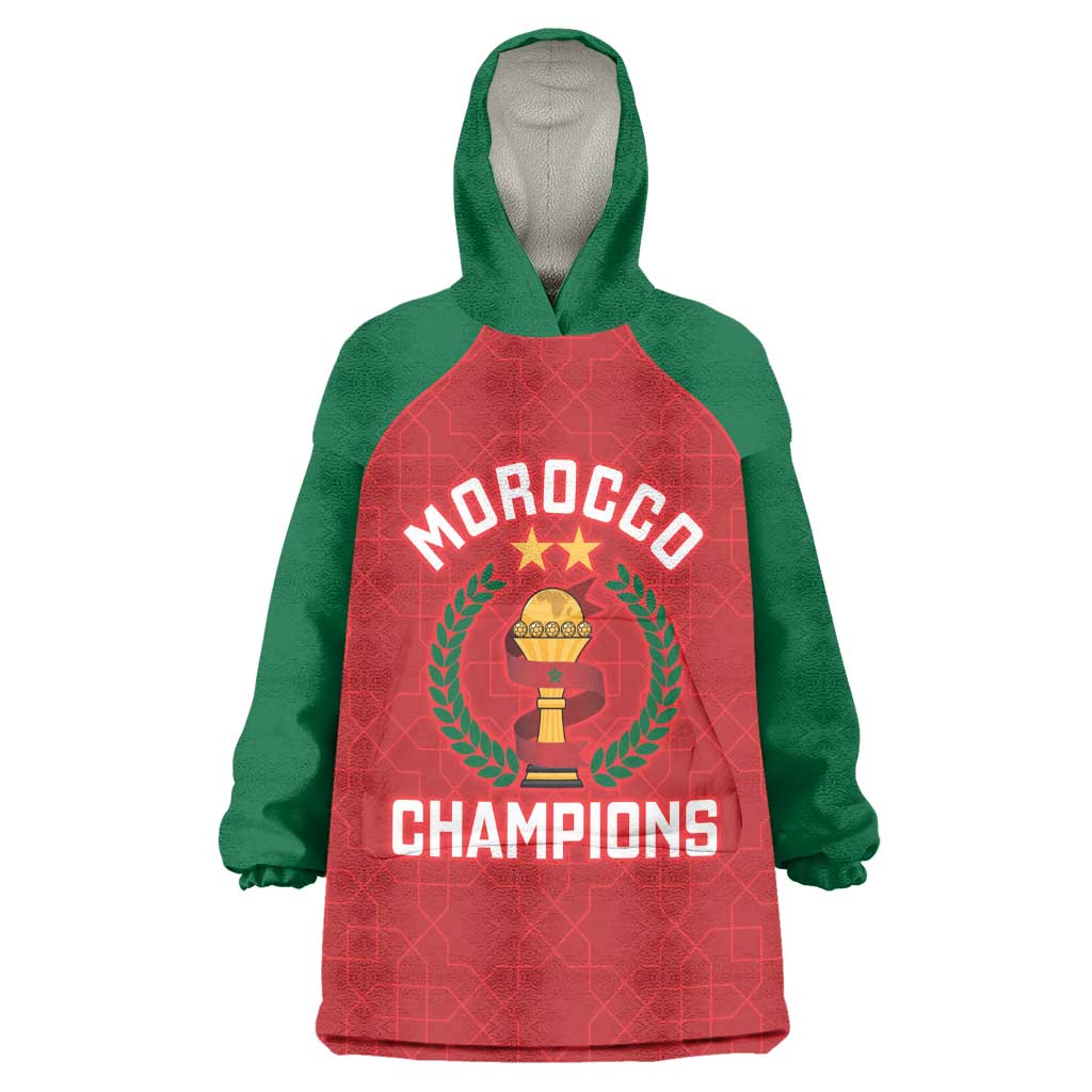 Custom Morocco Atlas Lions Kid Wearable Blanket Hoodie African Football Champions 2025