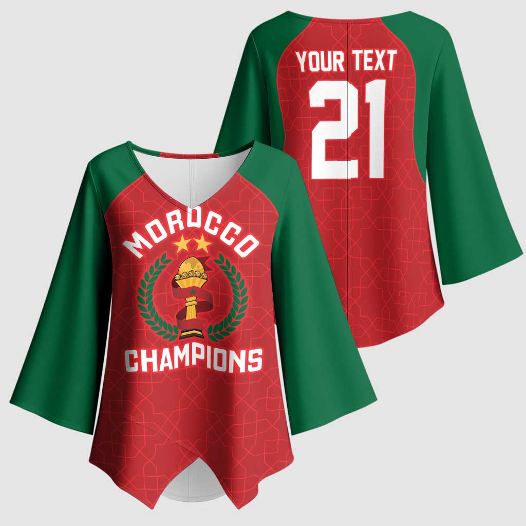 Custom Morocco Atlas Lions Kimono Sleeve Blouse African Football Champions 2025