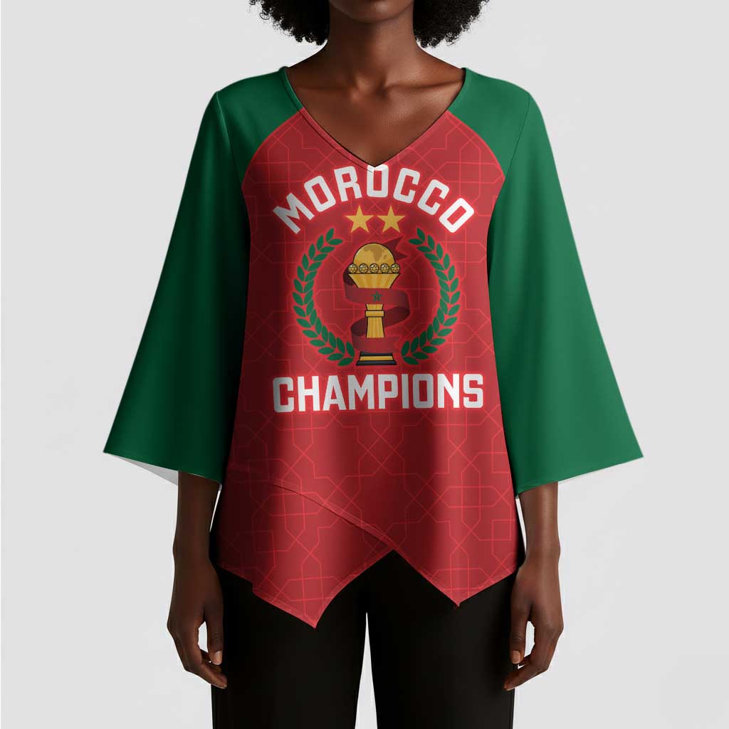 Custom Morocco Atlas Lions Kimono Sleeve Blouse African Football Champions 2025