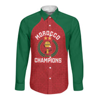 Custom Morocco Atlas Lions Long Sleeve Button Shirt African Football Champions 2025