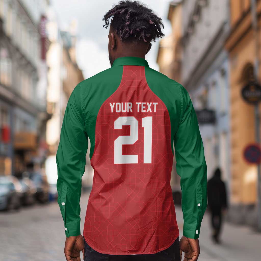 Custom Morocco Atlas Lions Long Sleeve Button Shirt African Football Champions 2025