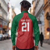 Custom Morocco Atlas Lions Long Sleeve Button Shirt African Football Champions 2025