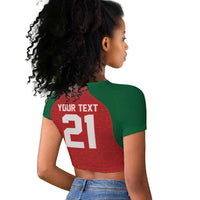 Custom Morocco Atlas Lions Raglan Cropped T shirt African Football Champions 2025