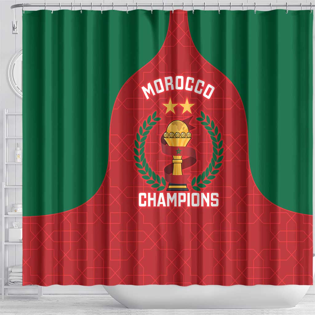 Morocco Atlas Lions Shower Curtain African Football Champions 2025