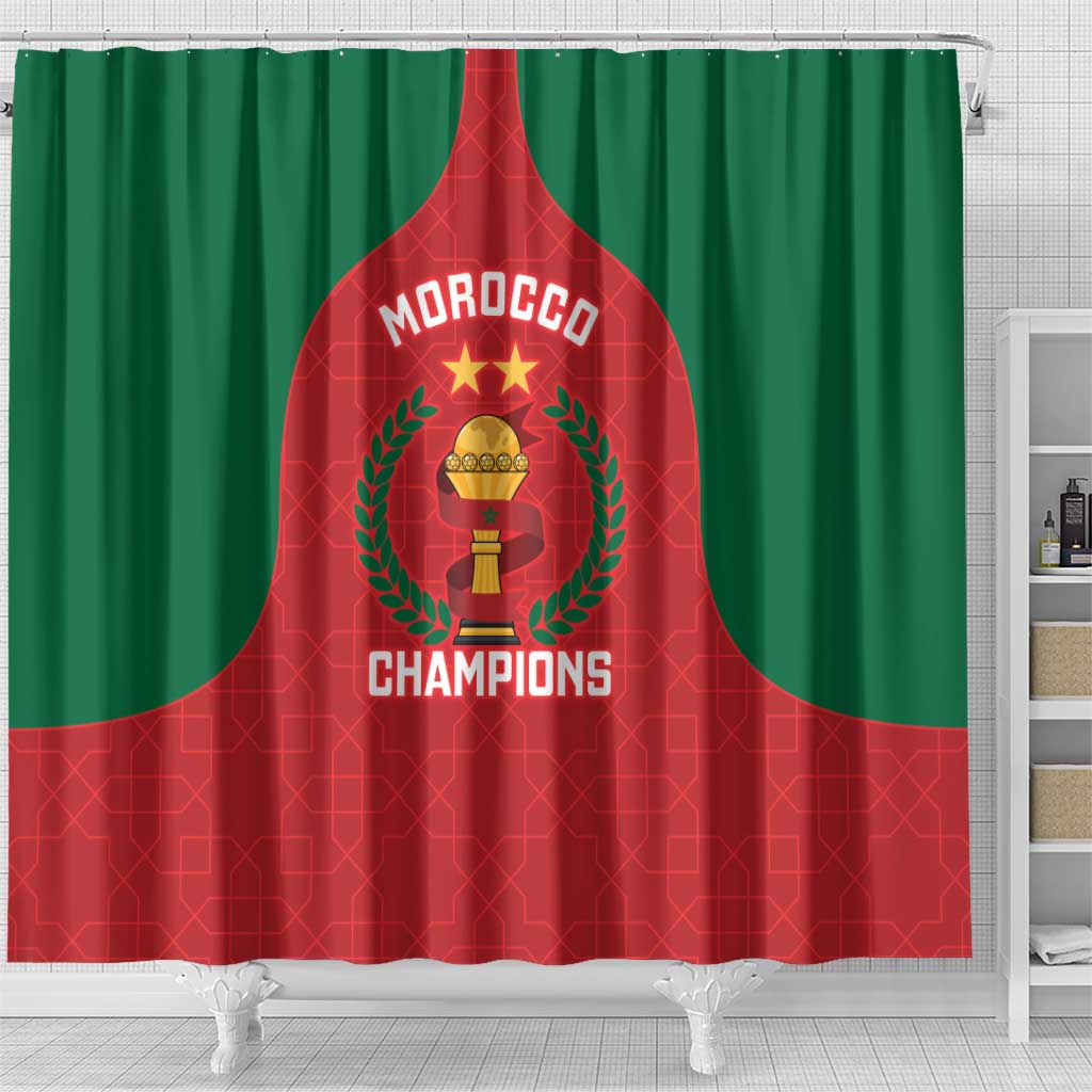 Morocco Atlas Lions Shower Curtain African Football Champions 2025