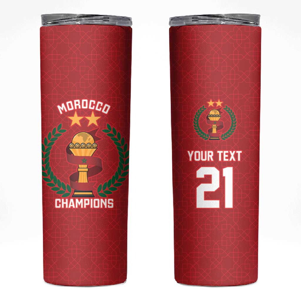 Custom Morocco Atlas Lions Skinny Tumbler African Football Champions 2025