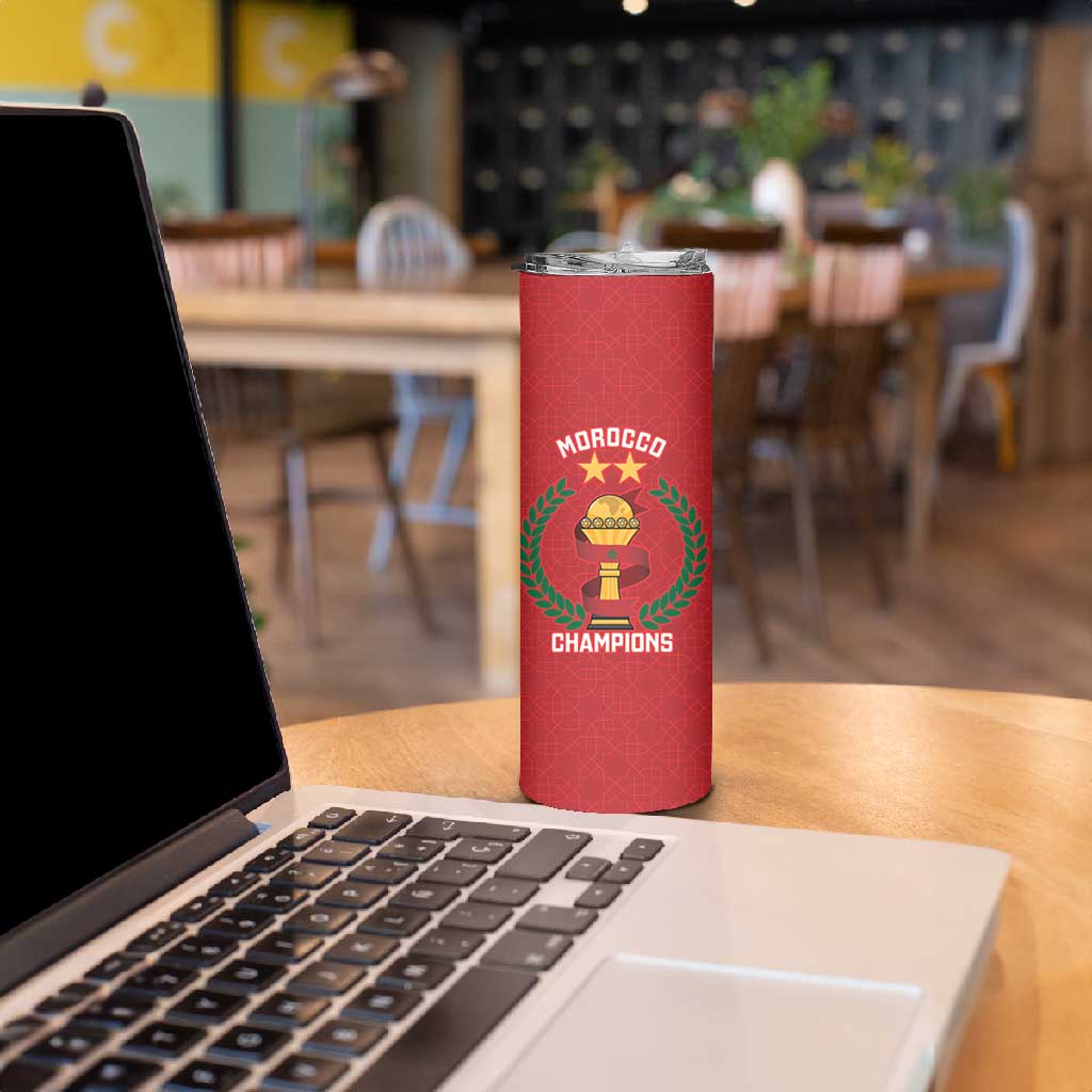 Custom Morocco Atlas Lions Skinny Tumbler African Football Champions 2025