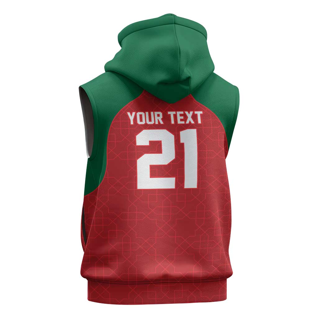 Custom Morocco Atlas Lions Sleeveless Zip Hoodie African Football Champions 2025