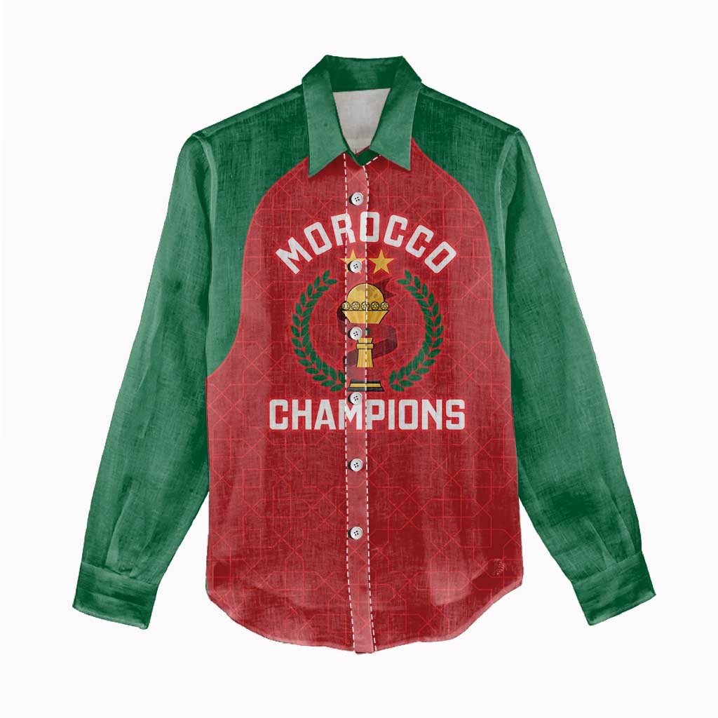 Custom Morocco Atlas Lions Women Casual Shirt African Football Champions 2025