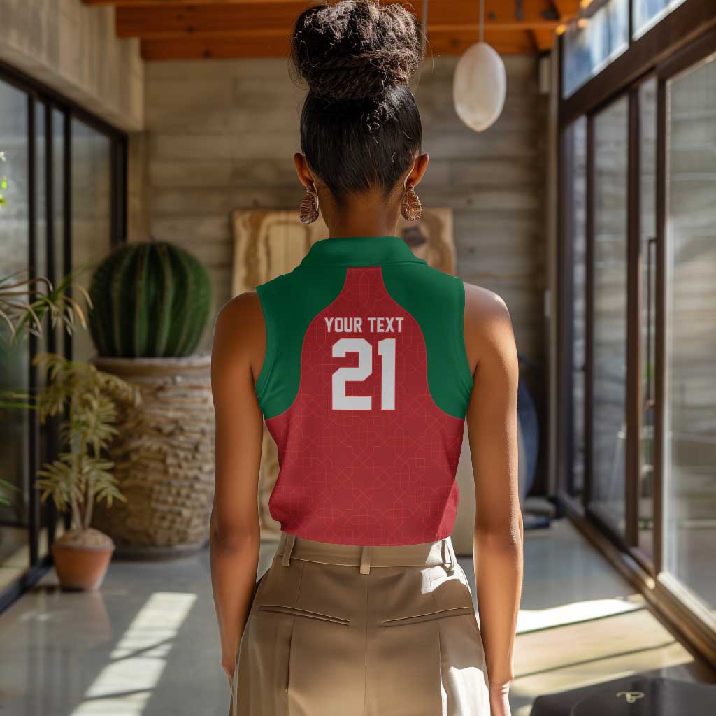 Custom Morocco Atlas Lions Women Sleeveless Polo Shirt African Football Champions 2025