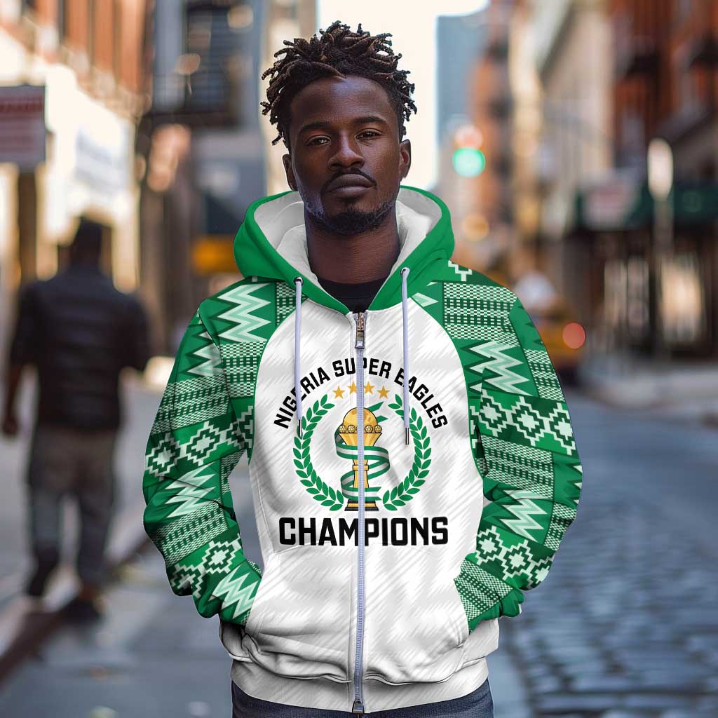 Custom Nigeria Super Eagles Zip Hoodie African Football Champions 2025