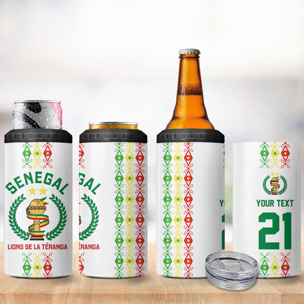 Custom Senegal Lions of Teranga 4 in 1 Can Cooler Tumbler African Football Champions 2025