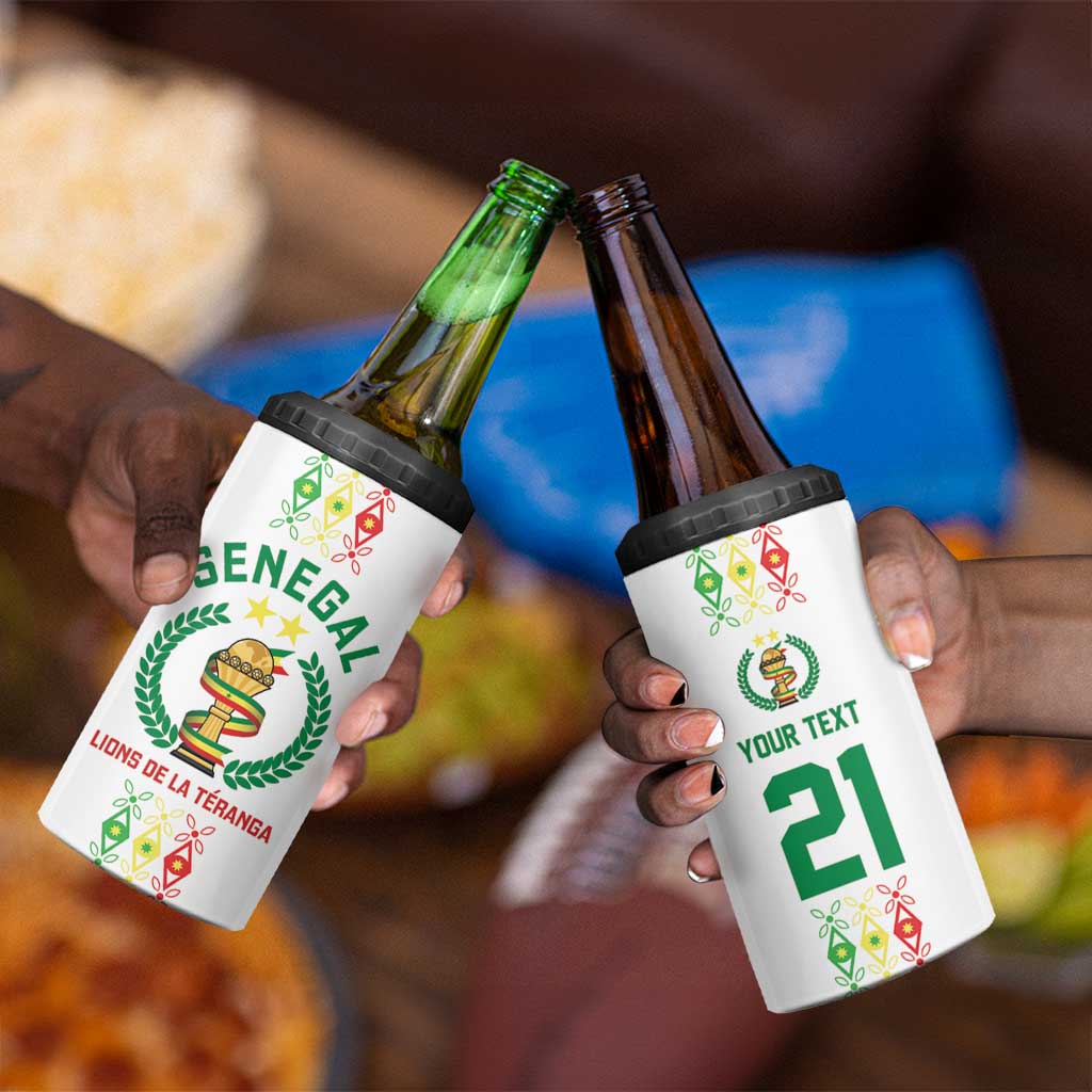 Custom Senegal Lions of Teranga 4 in 1 Can Cooler Tumbler African Football Champions 2025