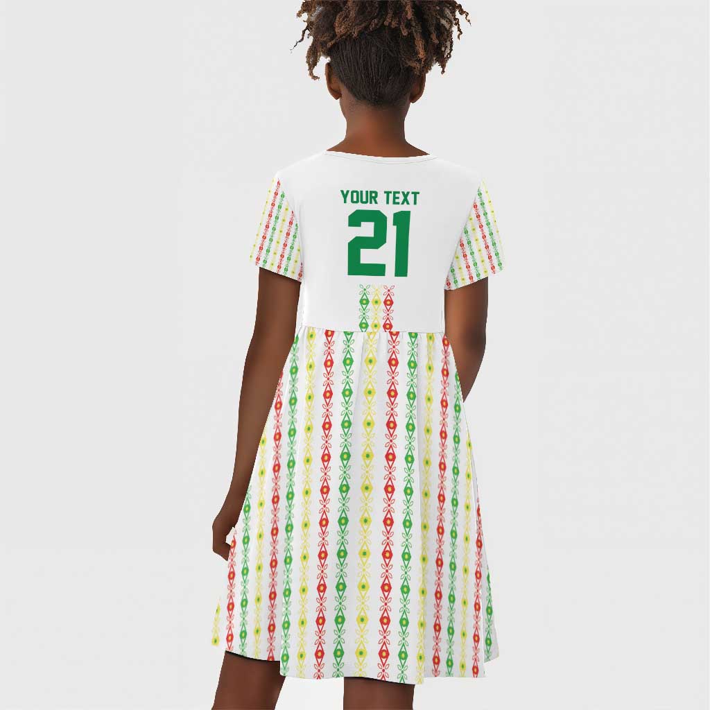 Custom Senegal Lions of Teranga Kid Short Sleeve Dress African Football Champions 2025