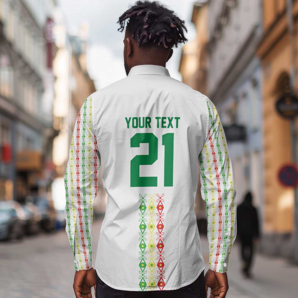 Custom Senegal Lions of Teranga Long Sleeve Button Shirt African Football Champions 2025