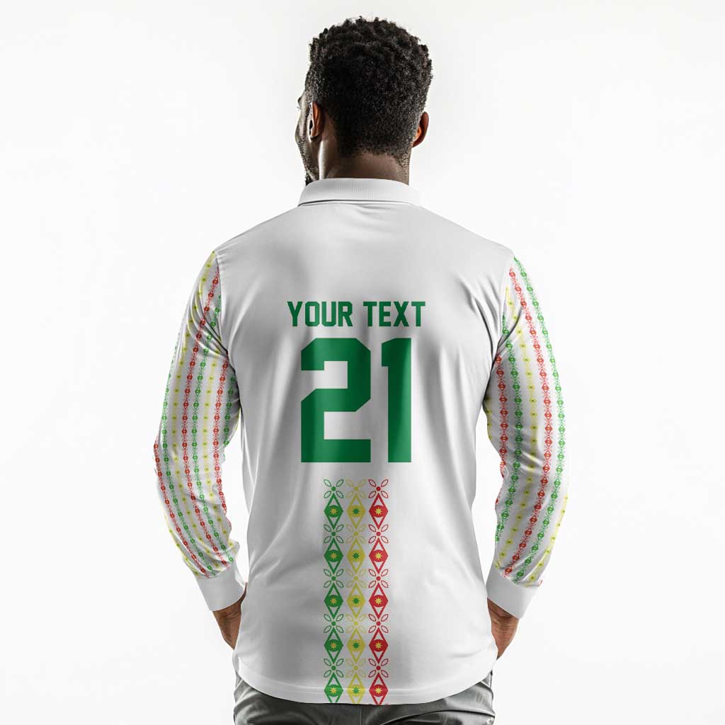 Custom Senegal Lions of Teranga Long Sleeve Polo Shirt African Football Champions 2025