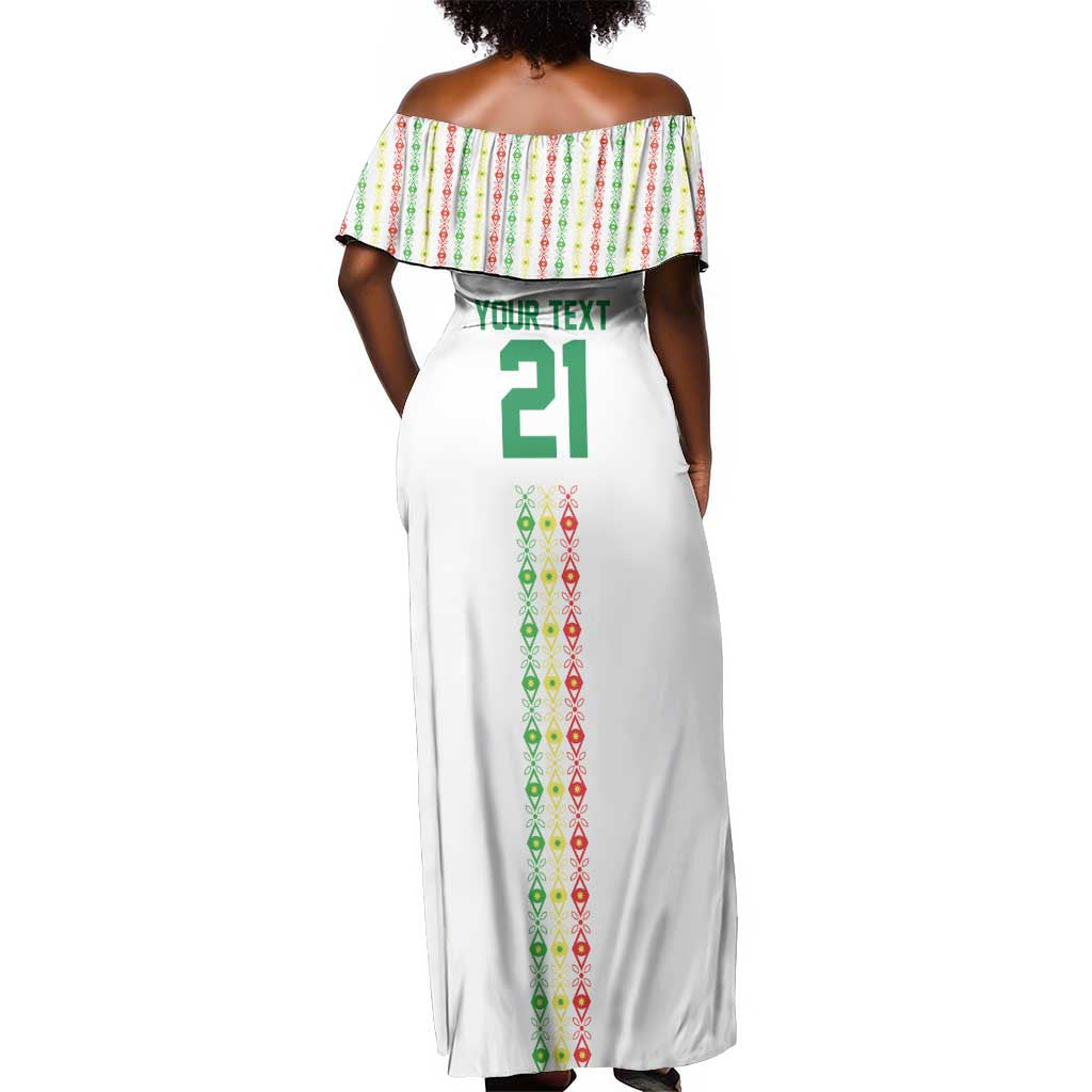 Custom Senegal Lions of Teranga Off Shoulder Maxi Dress African Football Champions 2025
