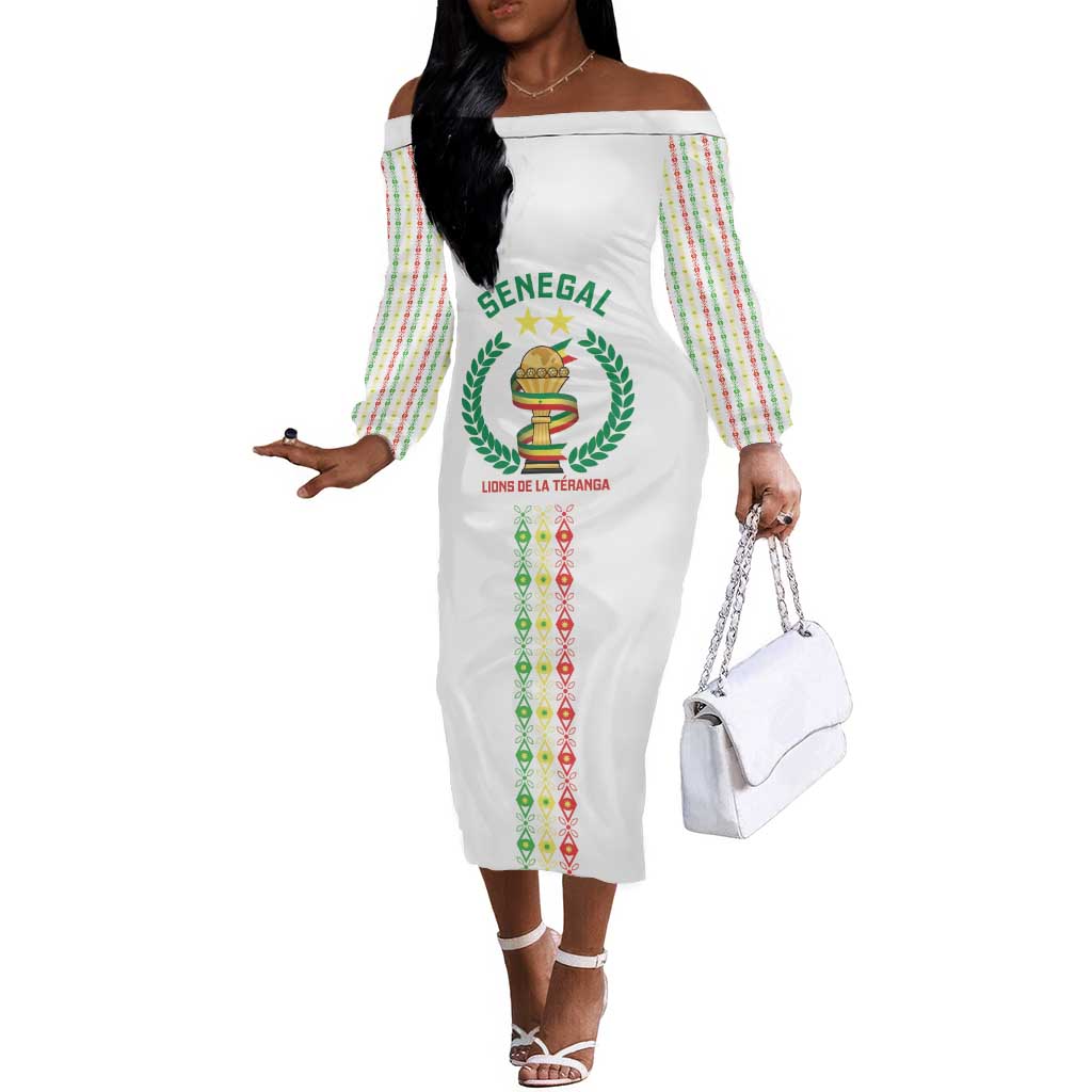 Custom Senegal Lions of Teranga Off The Shoulder Long Sleeve Dress African Football Champions 2025