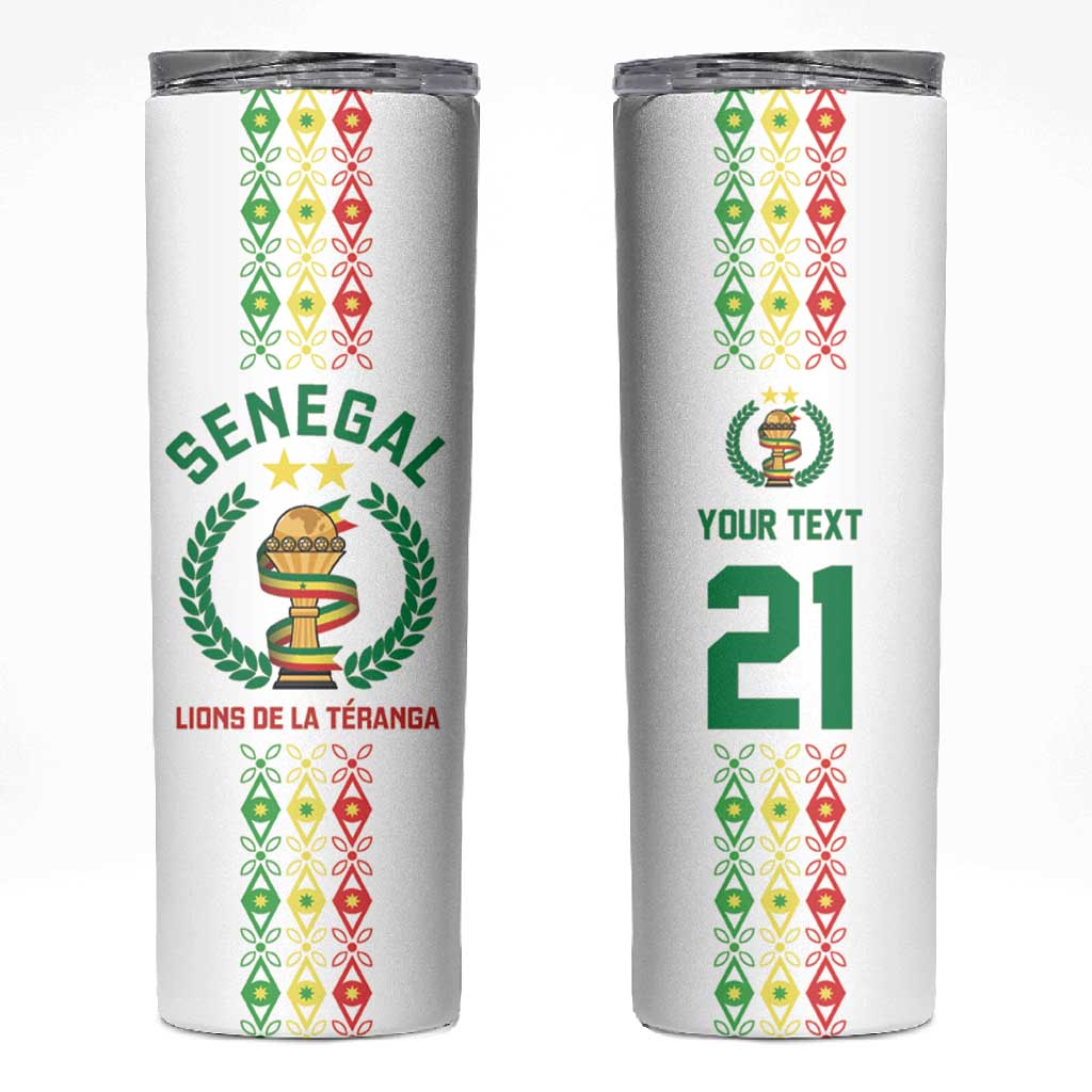 Custom Senegal Lions of Teranga Skinny Tumbler African Football Champions 2025