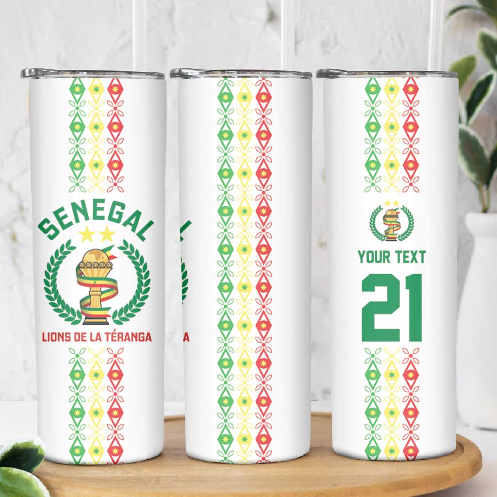 Custom Senegal Lions of Teranga Skinny Tumbler African Football Champions 2025
