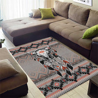 Native American Buffalo Skull Area Rug with Dream Catchers Feathers