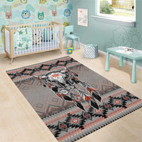 Native American Buffalo Skull Area Rug with Dream Catchers Feathers