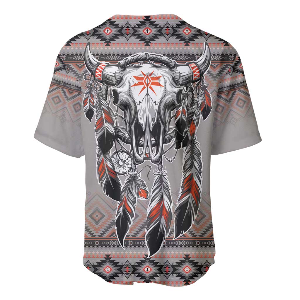 Native American Buffalo Skull Baseball Jersey with Dream Catchers Feathers