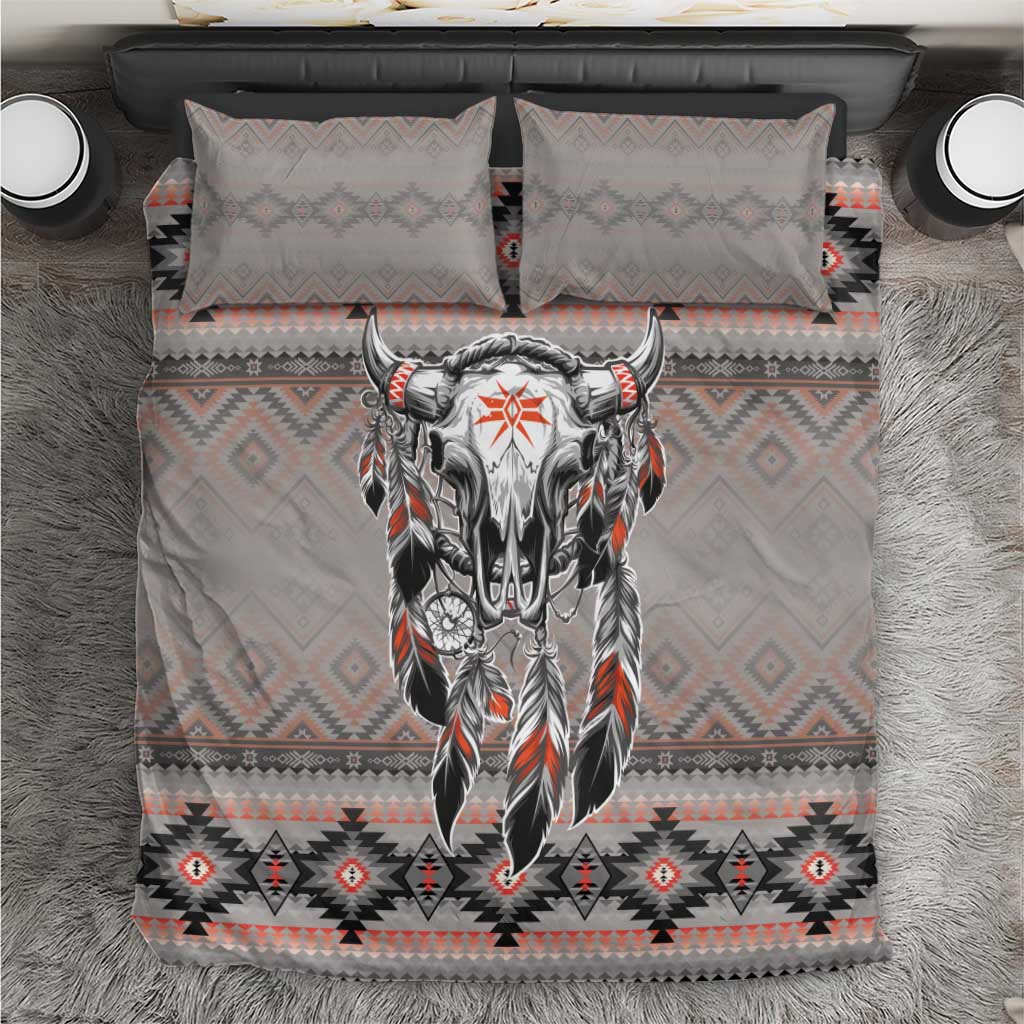 Native American Buffalo Skull Bedding Set with Dream Catchers Feathers