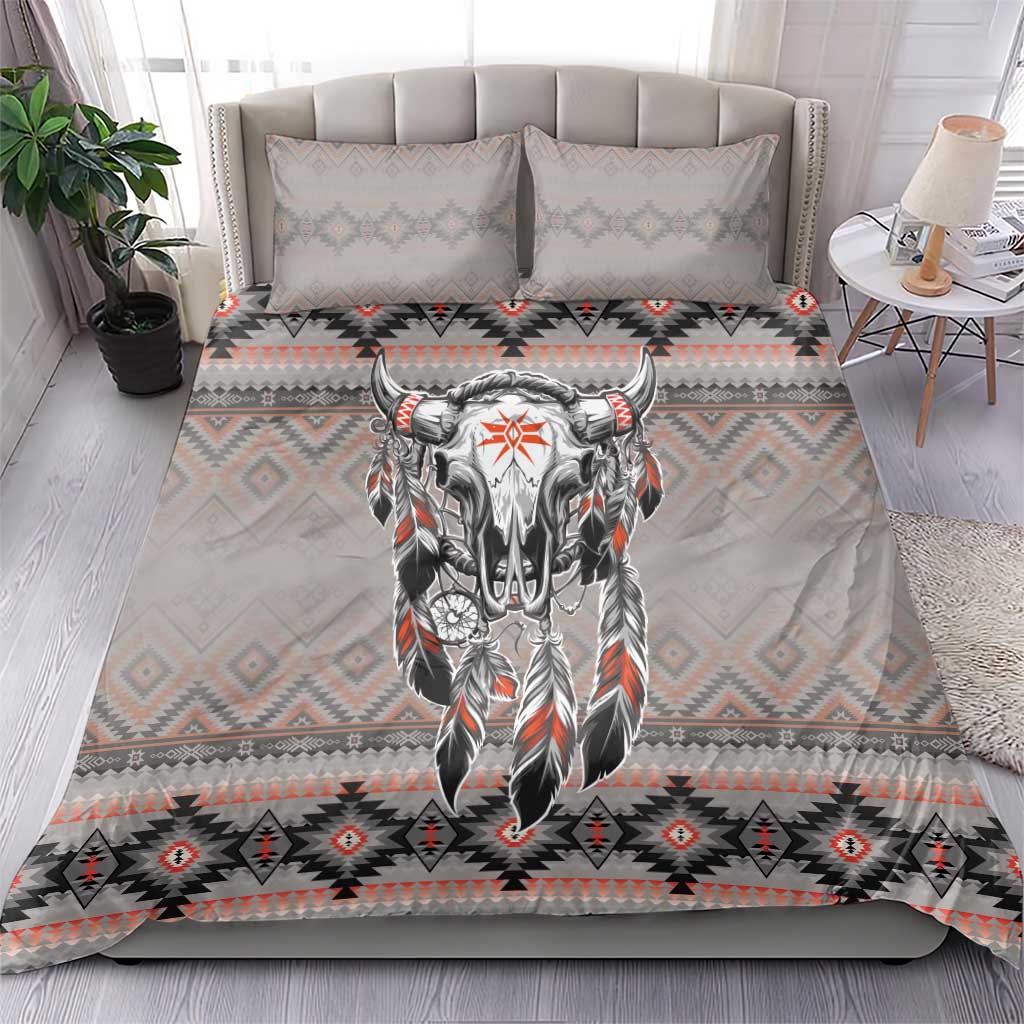 Native American Buffalo Skull Bedding Set with Dream Catchers Feathers