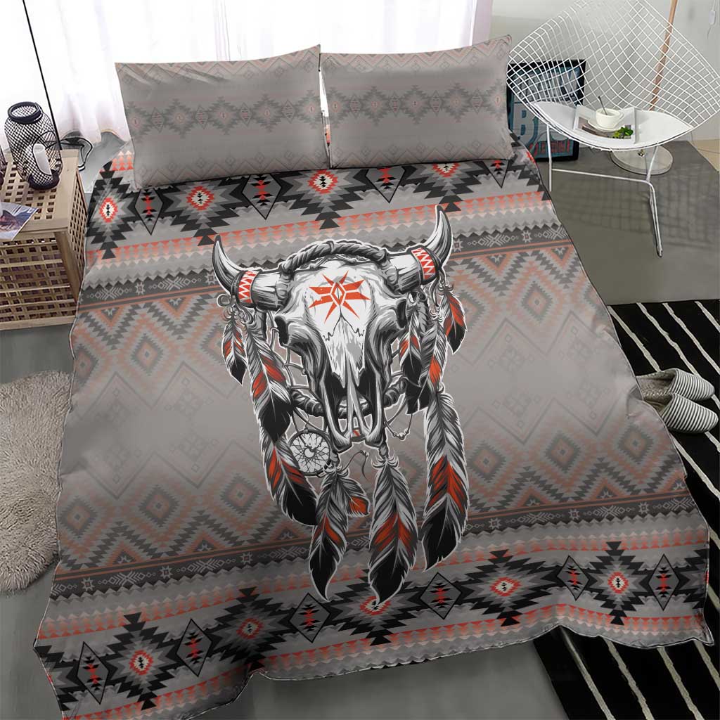 Native American Buffalo Skull Bedding Set with Dream Catchers Feathers