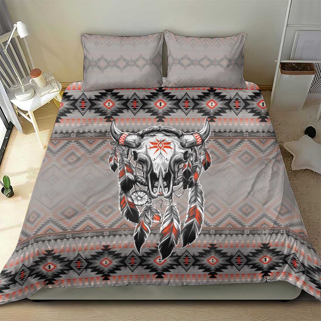 Native American Buffalo Skull Bedding Set with Dream Catchers Feathers