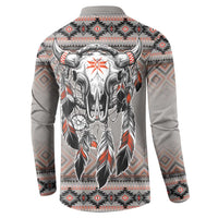 Native American Buffalo Skull Button Sweatshirt with Dream Catchers Feathers