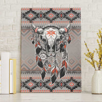Native American Buffalo Skull Canvas Wall Art with Dream Catchers Feathers