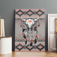 Native American Buffalo Skull Canvas Wall Art with Dream Catchers Feathers