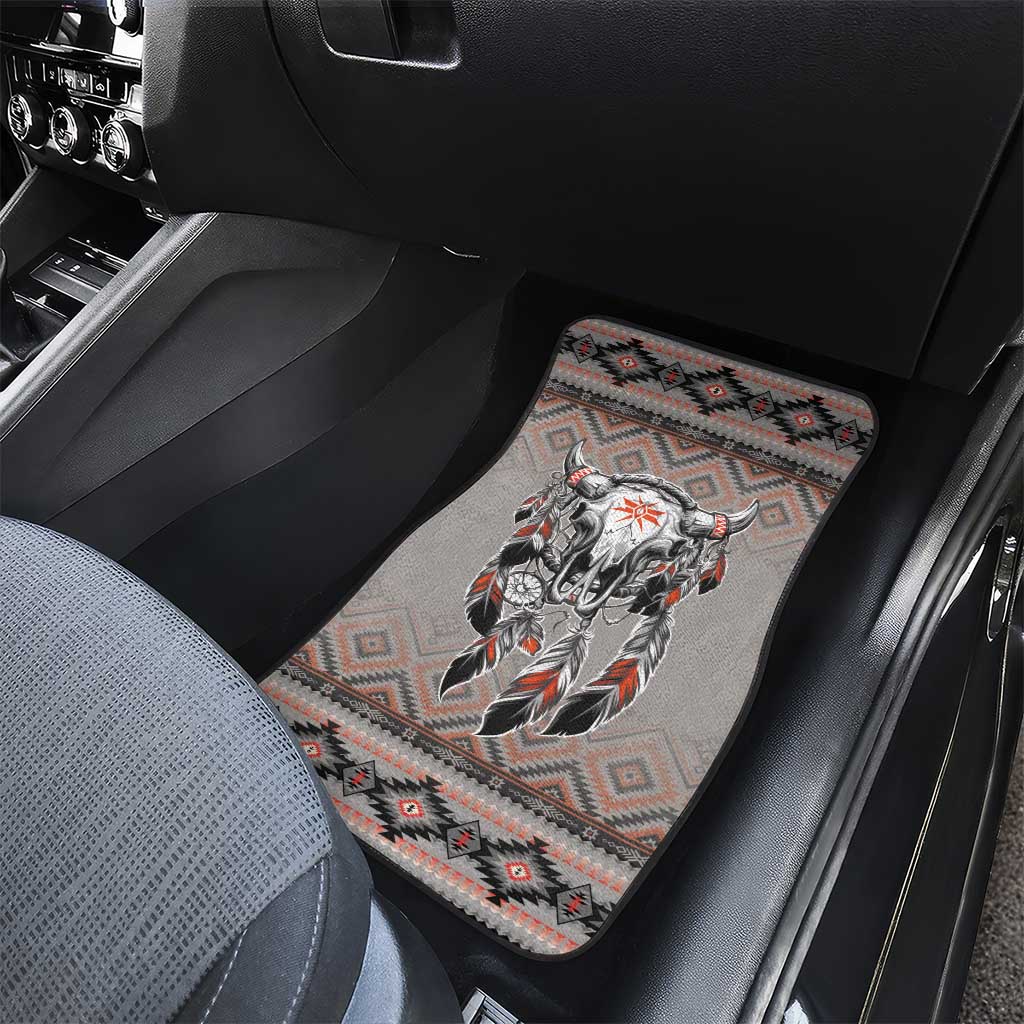 Native American Buffalo Skull Car Mats with Dream Catchers Feathers