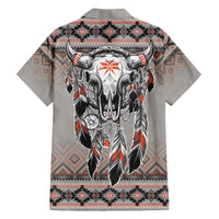 Native American Buffalo Skull Family Matching Off The Shoulder Long Sleeve Dress and Hawaiian Shirt with Dream Catchers Feathers