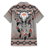 Native American Buffalo Skull Family Matching Off Shoulder Short Dress and Hawaiian Shirt with Dream Catchers Feathers