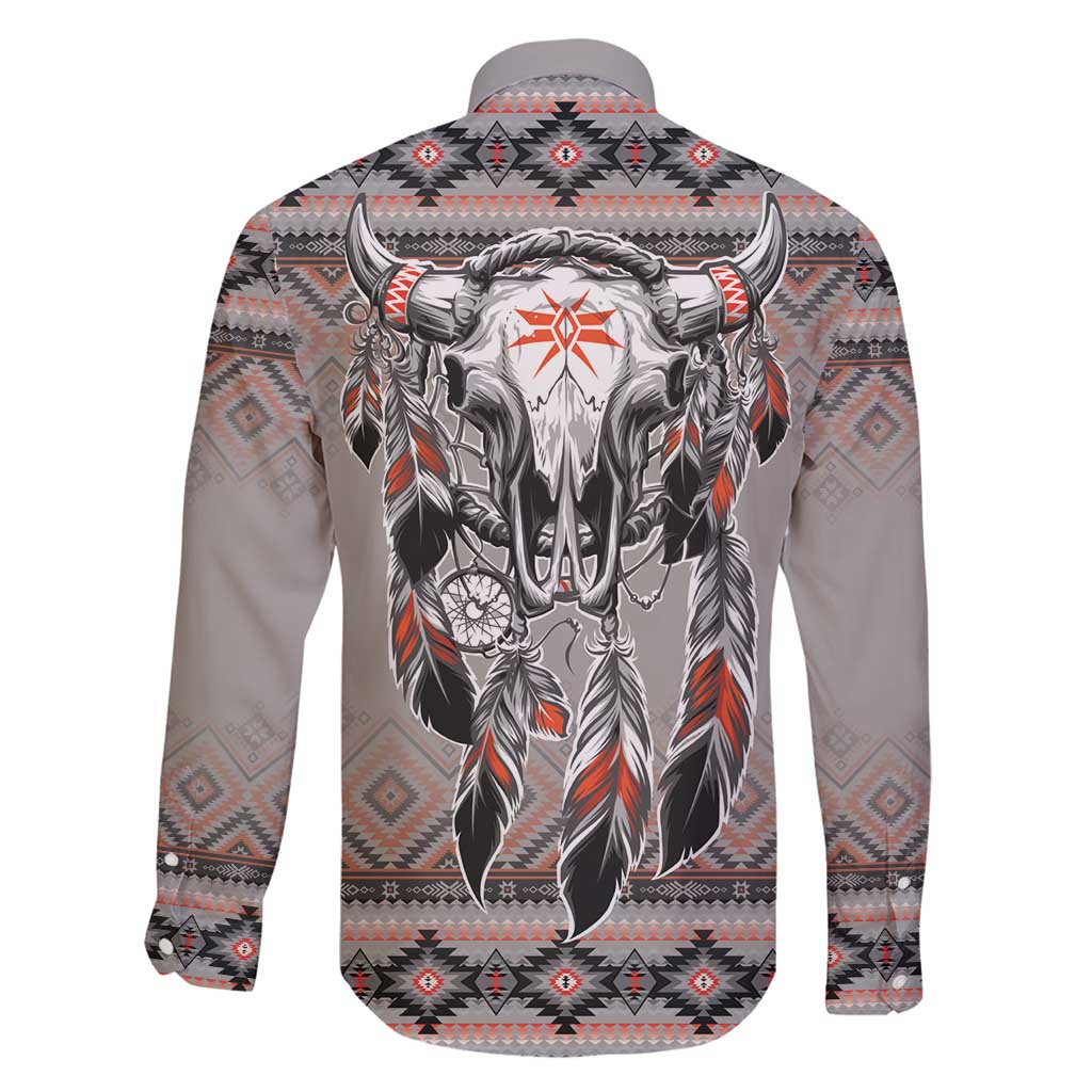 Native American Buffalo Skull Family Matching Off Shoulder Short Dress and Hawaiian Shirt with Dream Catchers Feathers