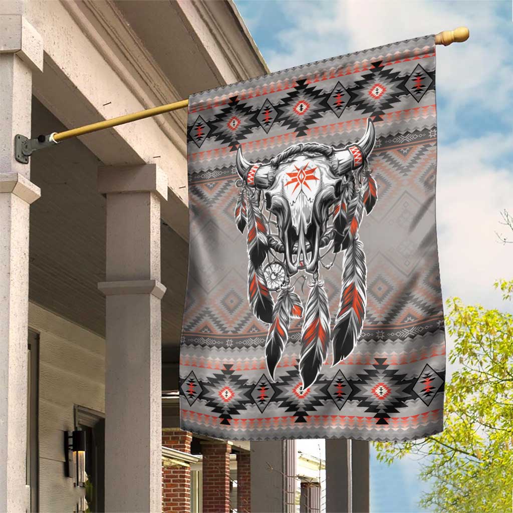 Native American Buffalo Skull Garden Flag with Dream Catchers Feathers