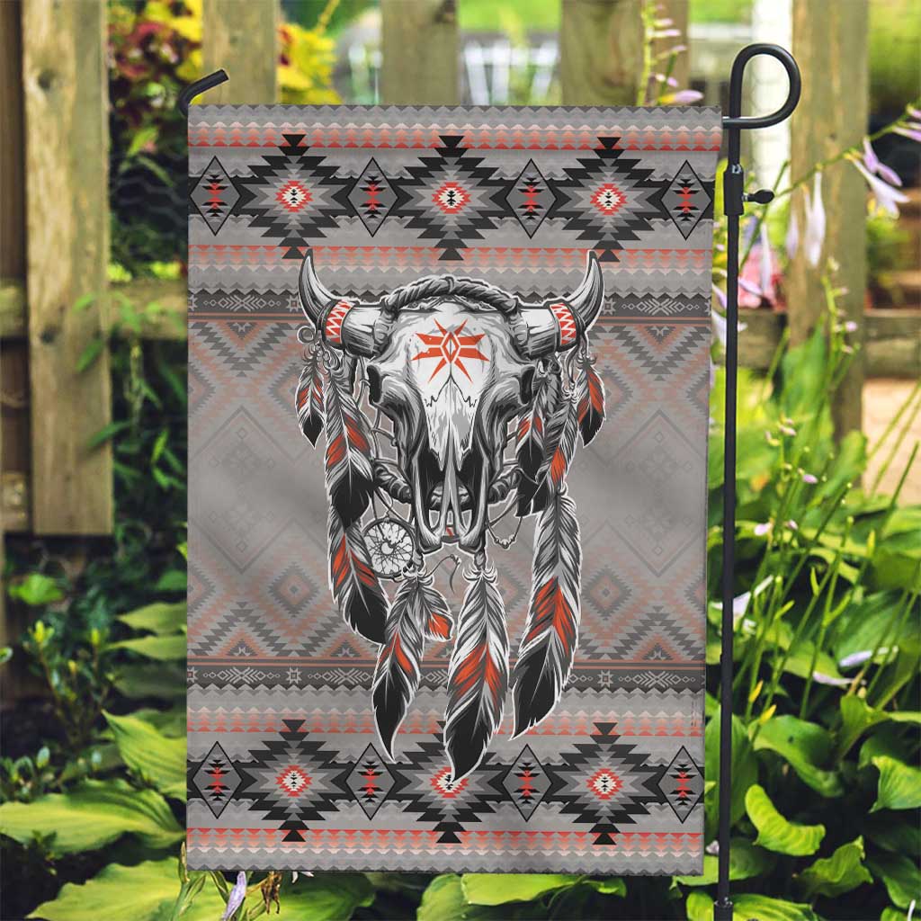Native American Buffalo Skull Garden Flag with Dream Catchers Feathers