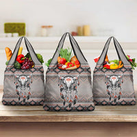 Native American Buffalo Skull Grocery Bag with Dream Catchers Feathers