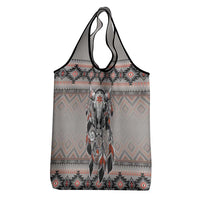Native American Buffalo Skull Grocery Bag with Dream Catchers Feathers