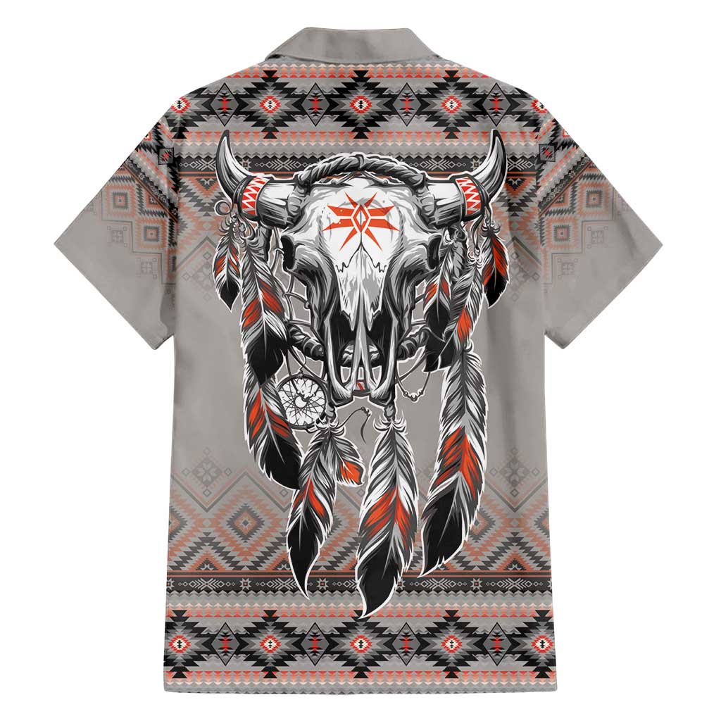 Native American Buffalo Skull Hawaiian Shirt with Dream Catchers Feathers