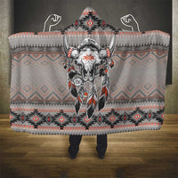 Native American Buffalo Skull Hooded Blanket with Dream Catchers Feathers