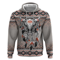 Native American Buffalo Skull Hoodie with Dream Catchers Feathers