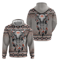 Native American Buffalo Skull Hoodie with Dream Catchers Feathers