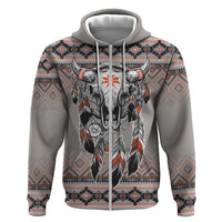 Native American Buffalo Skull Hoodie with Dream Catchers Feathers