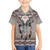 Native American Buffalo Skull Kid Hawaiian Shirt with Dream Catchers Feathers