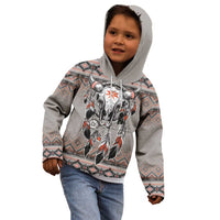 Native American Buffalo Skull Kid Hoodie with Dream Catchers Feathers