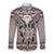 Native American Buffalo Skull Long Sleeve Button Shirt with Dream Catchers Feathers